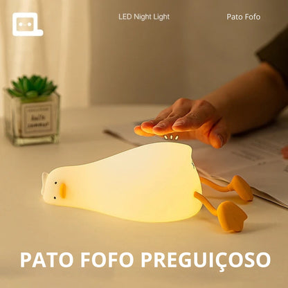 Luminária Pato Preguiçoso de Silicone Aciona com Tapa